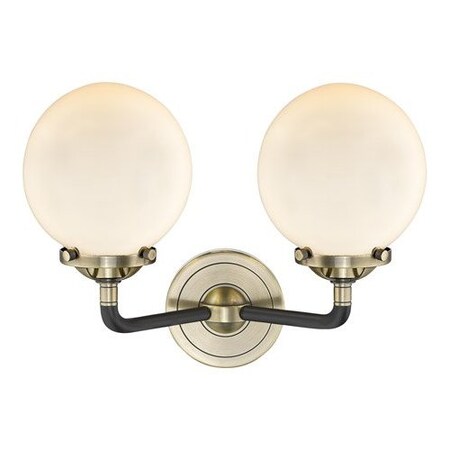 Innovations Lighting 2 Light Vintage Dimmable, White Glass Led Beacon 14 Inch Sconce, 690283 284-2W-BAB-G201-6-LED